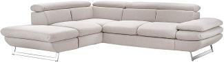 Mivano Ecksofa Prestige, Modernes L-Form-Sofa mit Ottomane, Kopfstützen und Armlehne verstellbar, 265 x 74 x 223, Strukturstoff, beige