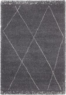 Hochflor Teppich Roha Grau Creme - 80x150x3,5cm