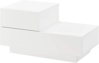 Nachttisch Sebokeng 38x75x35 cm mit Schublade oben links Weiß Hochglanz en. casa