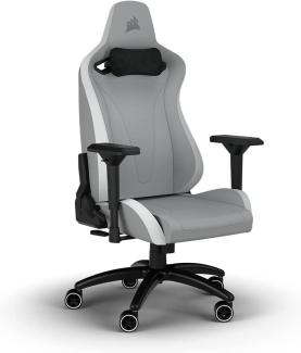 Corsair TC200 Gaming-Stuhl aus Kunstleder, Standard Fit (Langanhaltenden Komfort, Bezug aus Weichem Kunstleder, Integrierte Lendenstütze aus Schaumstoff, 4D-Armlehnen) Hellgrau/Weiß