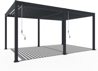 Weide Deluxe | Voll-Alu-Pavillon | 3,6 x 5,3 M | Lamellendach anthrazit | Pergola freistehend