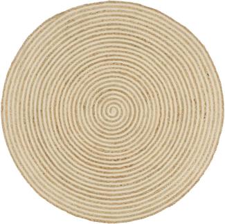 vidaXL Teppich Handgefertigt Jute mit Spiralen-Design Weiß 120 cm
