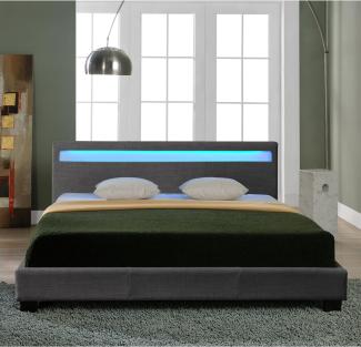 Corium Polsterbett, Doppelbett 140x200 cm, dunkelgrau, mit LED Beleuchtung