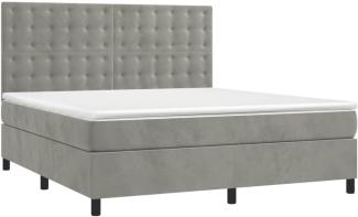 vidaXL Boxspringbett mit Matratze & LED Hellgrau 160x200 cm Samt