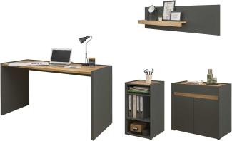 Büromöbel Set Center in grau matt und Eiche Wotan
