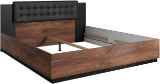 Doppelbett Sigma 180x200cm Bettgestell mit Polsterung Flagstaf Eiche dunkel schwarz