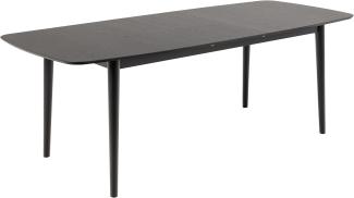 AC Design Furniture Monty Ausziehbarer Esstisch für 6 Personen, Rechteckige Tischplatte aus Schwarzem Eichenfurnier mit Runden Beinen, Küchentisch mit Ausziehplatte, B: 180 x H: 75 x T: 90 cm