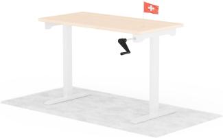 manuell höhenverstellbarer Schreibtisch EASY 120 x 60 cm - Gestell Weiss, Platte Eiche