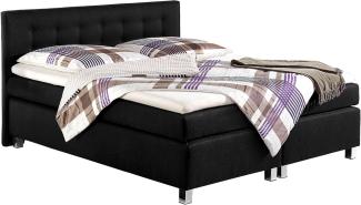 Maintal Boxspringbett Katar, 140 x 200 cm, Strukturstoff, Bonellfederkern Matratze H2, schwarz