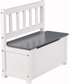 WOLTU Kindersitzbank mit Stauraum, Spielzeugkiste grau-weiß Modell Kelo