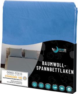 Dreamzie - Spannbettlaken 80x200cm - Baumwolle Oeko Tex Zertifiziert - Blau - 100% Jersey Spannbetttuch 80x200