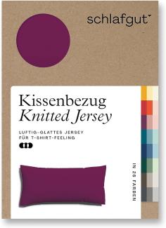 Schlafgut Knitted Jersey Bettwäsche | Kissenbezug einzeln 40x80 cm | purple-deep