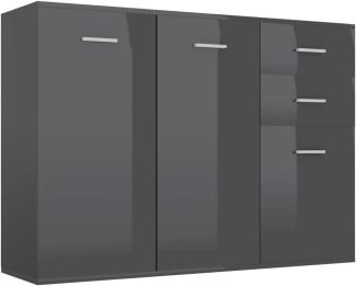 vidaXL Sideboard mit 3 Türen 2 Schubladen Highboard Kommode Standschrank Mehrzweckschrank Anrichte Schrank Hochglanz-Grau 105x30x75cm Spanplatte