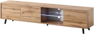 Selsey Galhad – TV-Lowboard Wotan Eiche Matt mit weißer LED-Beleuchtung 175 cm breit