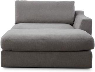 CAVADORE Sofa-Modul "Fiona" Longchair mit Armteil rechts / XXL-Recamiere passend zur Couchgarnitur Fiona / 139 x 90 x 199 / Webstoff silbergrau