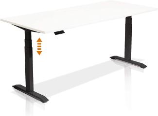 Möbel-Eins OFFICE ONE elektrisch höhenverstellbarer Schreibtisch / Stehtisch, Material Dekorspanplatte schwarz 180x80 cm weiss