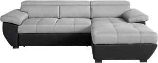 Mivano Schlafsofa Speedway / Moderne Couch in L-Form mit Bett, Bettkasten und verstellbaren Kopfteilen / 267 x 79 x 170 / Zweifarbig: Grau-Schwarz