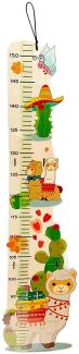 Hess Holzspielzeug 14633 - Messlatte aus Holz für Kinder, Serie Lama, handgefertigt, klappbar, geeignet für eine Körpergröße von ca. 80 bis 150 cm