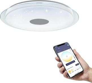 Eglo 900006 LED Deckenleuchte LANCIANO-Z weiss, chrom, transparent H:9. 5 Ø:77cm dimmbar 2700-6500K mit Connect-Z Funktion