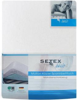 SETEX Molton Köper Matratzenschutz, 200 x 200 cm, Matratzenschoner aus 100 % Baumwolle, Basic, Weiß