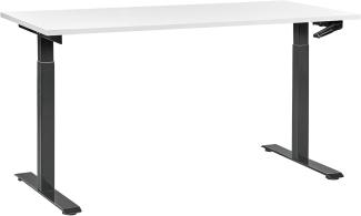 Schreibtisch weiß schwarz 160 x 72 cm manuell höhenverstellbar DESTIN III
