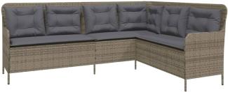 Gartensofa in L-Form mit Kissen Grau Poly Rattan 369002