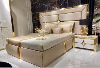 JVmoebel Luxus Schlafzimmer Set Bett + 2x Nachttisch Edle Hotel Möbel Einrichtung Betten