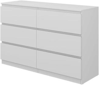 Vicco Kommode Calisto, Weiß 120 x 78,5 cm, mit 6 Schubfächer, Sideboard, Schrank