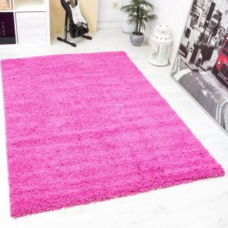VIMODA Prime Shaggy Teppich Pink Hochflor Langflor Modern, Maße:200 cm Quadrat