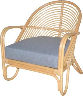 Relax-Sessel aus Rattan handgeflochten, naturfarben gebeizt, inkl. Kissen