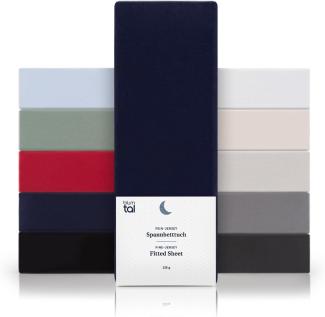 Blumtal® Basics Jersey (2er-Set) Spannbettlaken 100x200cm -Oeko-TEX Zertifiziert, 100% Baumwolle Bettlaken, bis 20cm Matratzenhöhe, Dark Ocean Blue - Blau