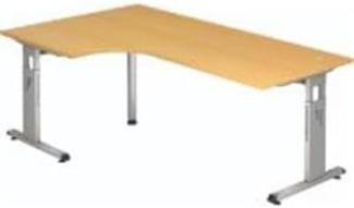 Winkeltisch OS82 C-Fuß 200x120cm 90° Buche Gestellfarbe: Silber