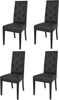 t m c s Tommychairs - 4er Set Moderne Stühle Chantal für Küche und Esszimmer, robuste Struktur aus lackiertem Buchenholz Farbe Schwarz, gepolstert und mit schwarzem Kunstleder bezogen