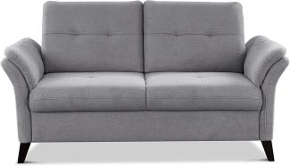 CAVADORE 2er Sofa Grönland / Skandinavische 2-Sitzer-Couch mit Federkern + Sitztiefenverstellung / 173 x 90 x 102 / Flachgewebe, Grau