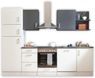 CORNER 280 Moderne Küchenzeile ohne Elektrogeräte in Weiß, Anthrazit - Geräumige Einbauküche mit viel Platz und Stauraum - 280 x 211 x 60 cm (B/H/T)