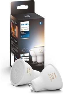 Philips Hue White Ambiance GU10 LED Spots 2-er Pack (350 lm), dimmbare LED Lampen für das Hue Lichtsystem mit allen Weißtönen, smarte Lichtsteuerung über Sprache und App