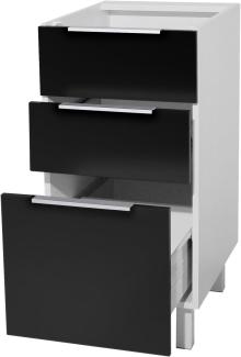 Berlioz Creations CT4BNM Unterschrank für Küche mit 3 Schubladen, in sehr mattem Schwarz, 40 x 52 x 83 cm, 100 Prozent französische Herstellung