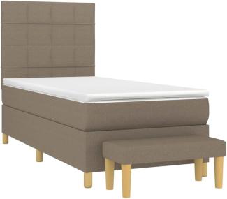 vidaXL Boxspringbett mit Matratze Taupe 90x200 cm Stoff