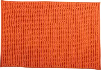 MSV Badteppich Badvorleger Duschvorleger Chenille Hochflor Badematte 50x80 cm – Orange