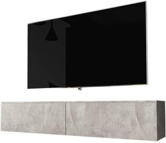 Selsey Kane – TV-Lowboard hängend/stehend 180 cm (Beton-Optik mit LED)