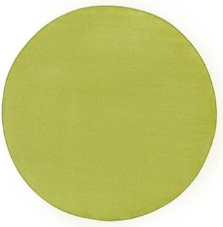 Runder Kurzflor Teppich Uni Fancy rund - grün - 200 cm Durchmesser