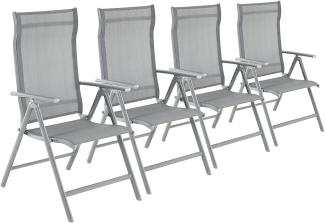 Gartenstühle, 4er Set, Klappstühle, Outdoor-Stühle mit robustem Aluminiumgestell, Rückenlehne 8-stufig verstellbar, bis 150 kg belastbar, grau GCB30GY