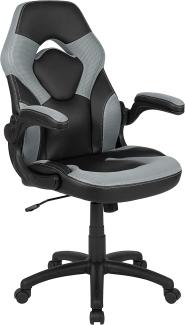 Flash Furniture Gaming Stuhl mit hoher Rückenlehne – Ergonomischer Bürosessel mit verstellbaren Armlehnen und Netzstoff – Perfekt als Zockerstuhl und fürs Home Office – Grau