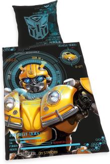 Herding Bettwäsche Transformers Bumblebee, Kopfkissenbezug 80x80cm, Bettbezug 135x200cm, Renforcé, mit Qualitätsreißverschluss