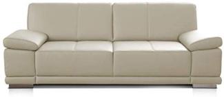 CAVADORE 3-Sitzer Sofa Corianne / Echtledercouch im modernen Design / Mit Armteilverstellung / 217 x 80 x 99 / Echtleder weiß