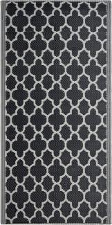 Outdoor Teppich schwarz 90 x 180 cm marokkanisches Muster zweiseitig Kurzflor SURAT