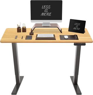 Flexispot Hemera Höhenverstellbarer Schreibtisch (120 x 60 cm), mit Memory-Steuerung und Softstart/-Stop& integriertes Anti-Kollisionssystem, grau Gestell + Bambus Tischplatte