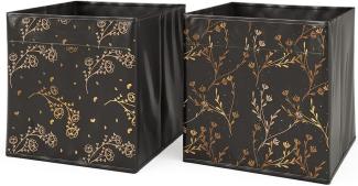 Vicco Faltbox Aufbewahrungsbox Regalbox Schwarz Gold Floral 2 Hartkarton Ablage