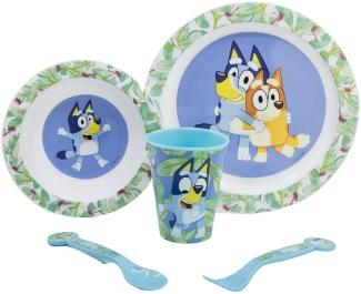 Wiederverwendbares Mikrowellengeeignetes Kindergeschirr-Set bestehend aus Becher, Teller, Schüssel und Besteck von Bluey, bunt, Estándar, Lässig