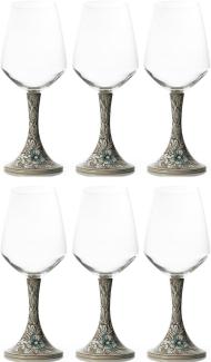 Casa Padrino Luxus Keramik Weinglas 6er Set Braun / Mehrfarbig H. 23,5 cm - Handgefertigte & handbemalte Weingläser - Hotel & Restaurant Accessoires - Luxus Qualität - Made in Italy